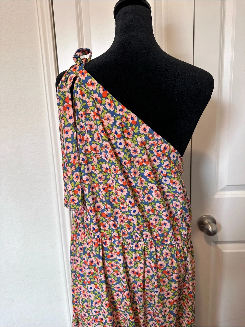 Prettygarden XXL Blue Floral One-Shoulder Maxi Dress,